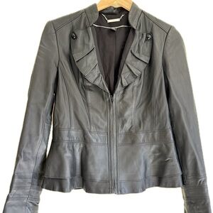 WHITE/BLACK Elegant Black Women's Jacket faux leather